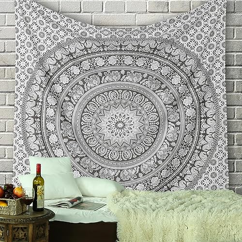 Miniatura 1 de RAJRANG - Tapiz de mandala pequeño para colgar en la pared, diseño de elefante gris, tapiz hippie de playa, 30 x 40 pulgadas