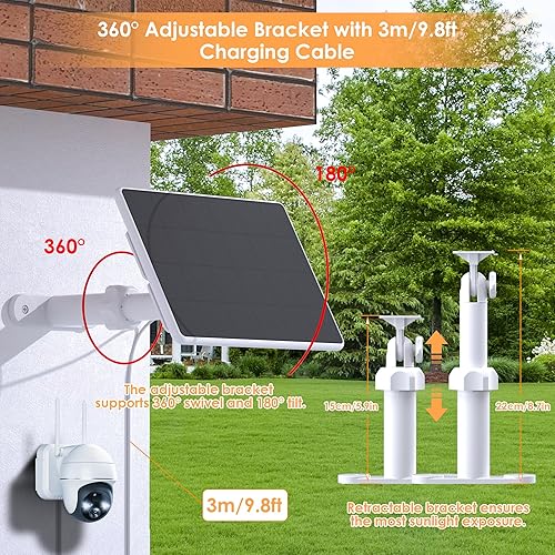 Miniatura 2 de Panel solar para cámara de seguridad, paneles solares de 6 W con puerto micro USB y USB-C para cámara exterior de 5 V CC, cargador solar para cámara