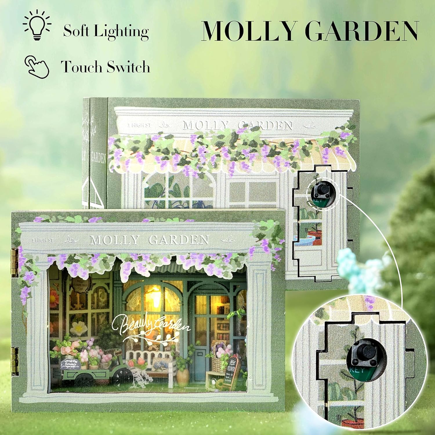 Sutinban Mini House, Flippable DIY Miniature House Kit 1:100 Tiny House Kit, Perfect DIY Birthday Festival Gift for Friends, Lovers and Families (Molly Garden)