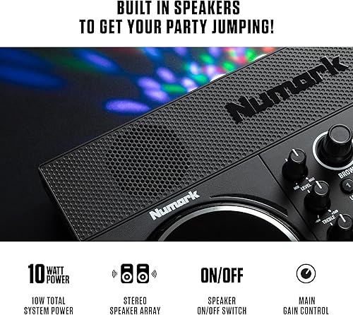 Miniatura 3 de Numark Party Mix Live - Controlador de DJ con altavoces integrados, luces de fiesta y mezclador de DJ, set completo de DJ con mezclador e interfaz
