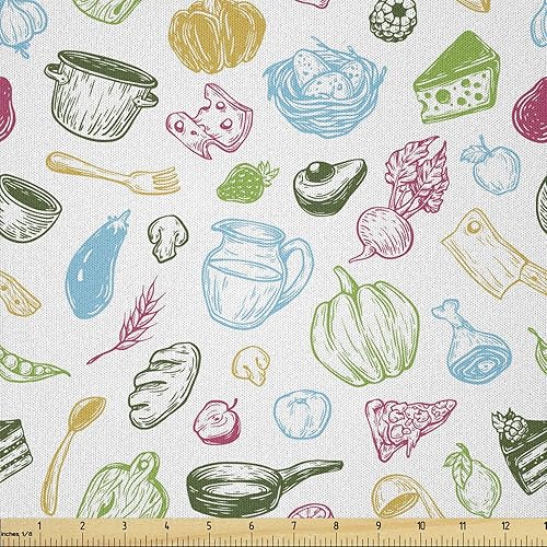 Lunarable The Yard, tela de verduras de The Yard, ingredientes de cocina, cocina, pan, olla nutritiva, cena, café, diseño de queso, tela de