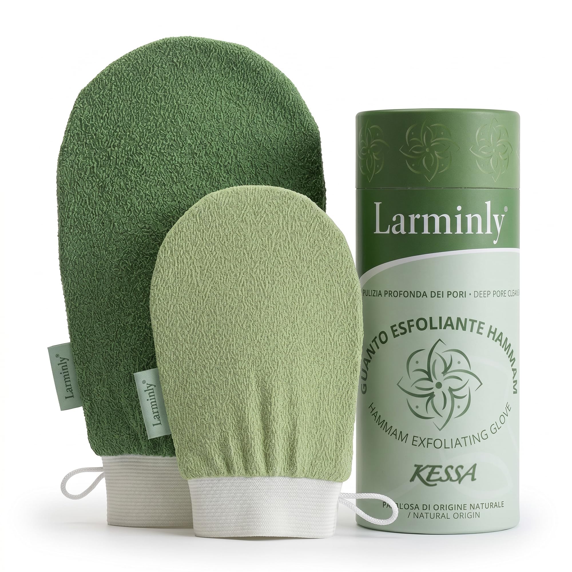 Guanto Kessa Delicato 150D Esfoliante Corpo 100% Viscosa Origine Naturale Hammam Scrub Pelle Sensibile Confezione Elegante
