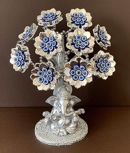 Miniatura 2 de Betterdecor Árbol turco Nazar azul contra el mal de ojo con diseño hindú Ganesha Dios protección bendición decoración de oficina en casa - T12