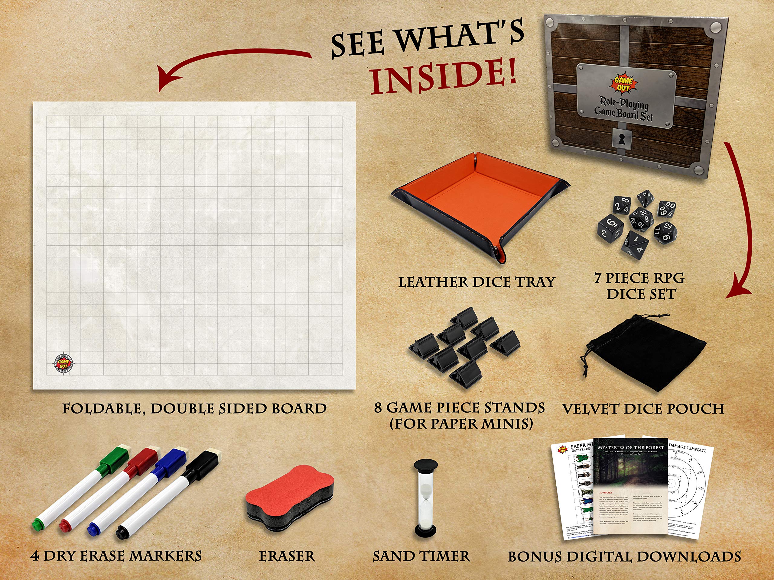 Foldable RPG Battle Grid Game Mat Set 27 x 23 inch FoldFlat