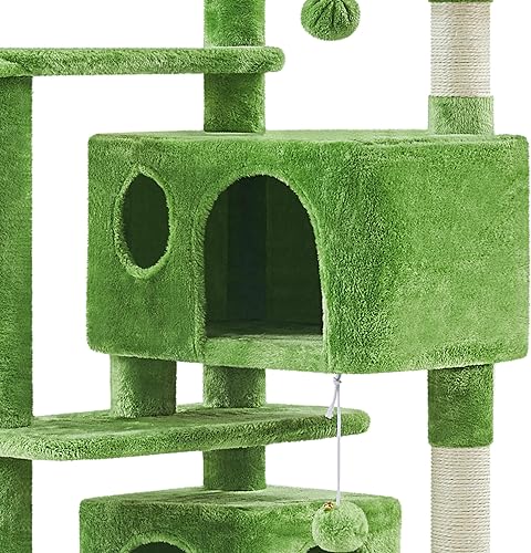 Miniatura 6 de Topeakmart Árbol para gatos, torre de árbol para gatos de interior de 57 pulgadas con cesta superior, tabla de rascar de sisal y bola de dalling,