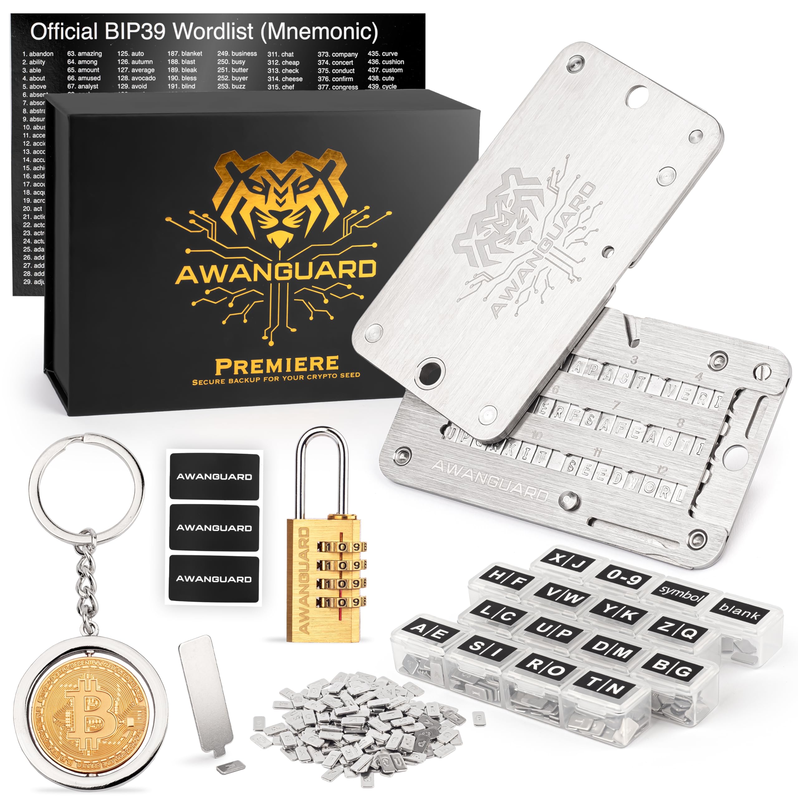 AWANGUARD Premiere Bitcoin Steel Wallet, 24 x Seed Phrase Recovery Key  Backup, Offline Crypto Wallet, Cold Krypto Seeds Storage - Compatible with  All BIP39 Wallets : Amazon.com.be: Office Products