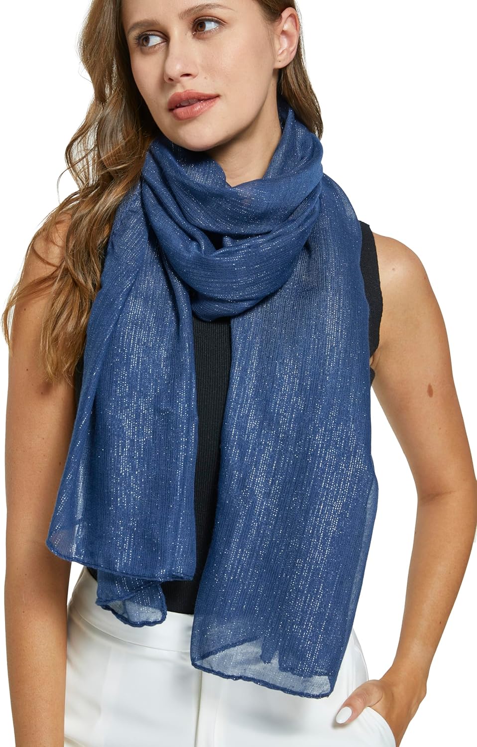 PANTONIGHT Women's Fashion Scarf Sparkling Evening Shawl Lightweight Wedding Shawl Head Scarf and Wraps for Party (2702) - Image 2