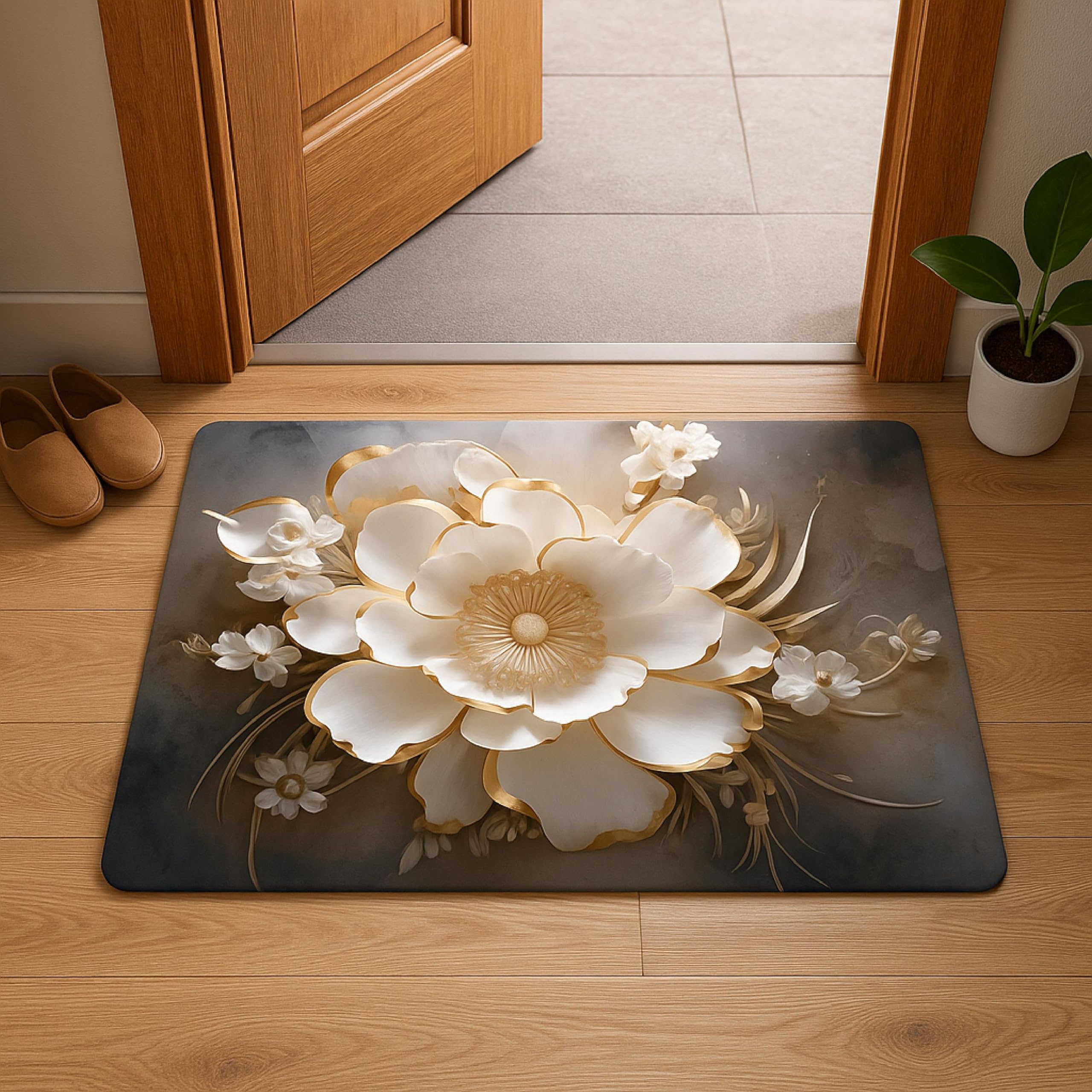 HomeStrap 3D Print Anti Skid Floor Mat for Home | Water Absorbent Mat for Bathroom, Bedroom, Entryway & Balcony | Soft, Odour-Free & Easy to Clean Floor Mat - Grey