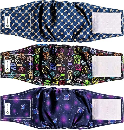 Reusable Dog Diapers Male, Washable Premium Belly Bands for Male Dogs-Pack of 3, High Absorbing Large Male Dog Wraps,for Doggie & Puppy in Incontinence or Excitable Urination and Training (XL)