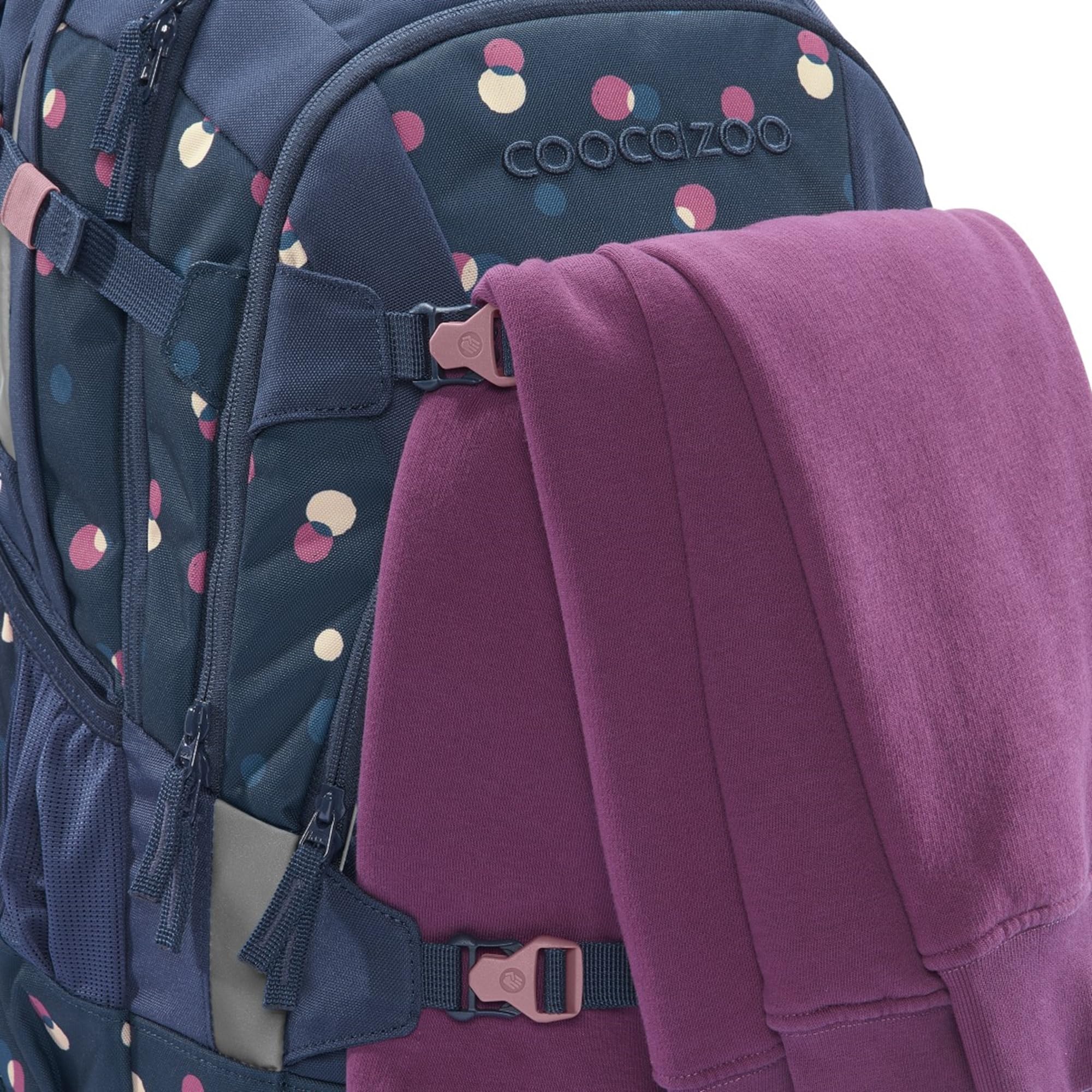 Coocazoo Schulrucksack-Set MATE „Bubble Dreams“ 3-tlg., schwarz, ergonomischer 30L Tornister, höhenverstellbar mit Hüftgurt für Kinder ab der 5. Klasse, inkl. Federmäppchen und Turnbeutel
