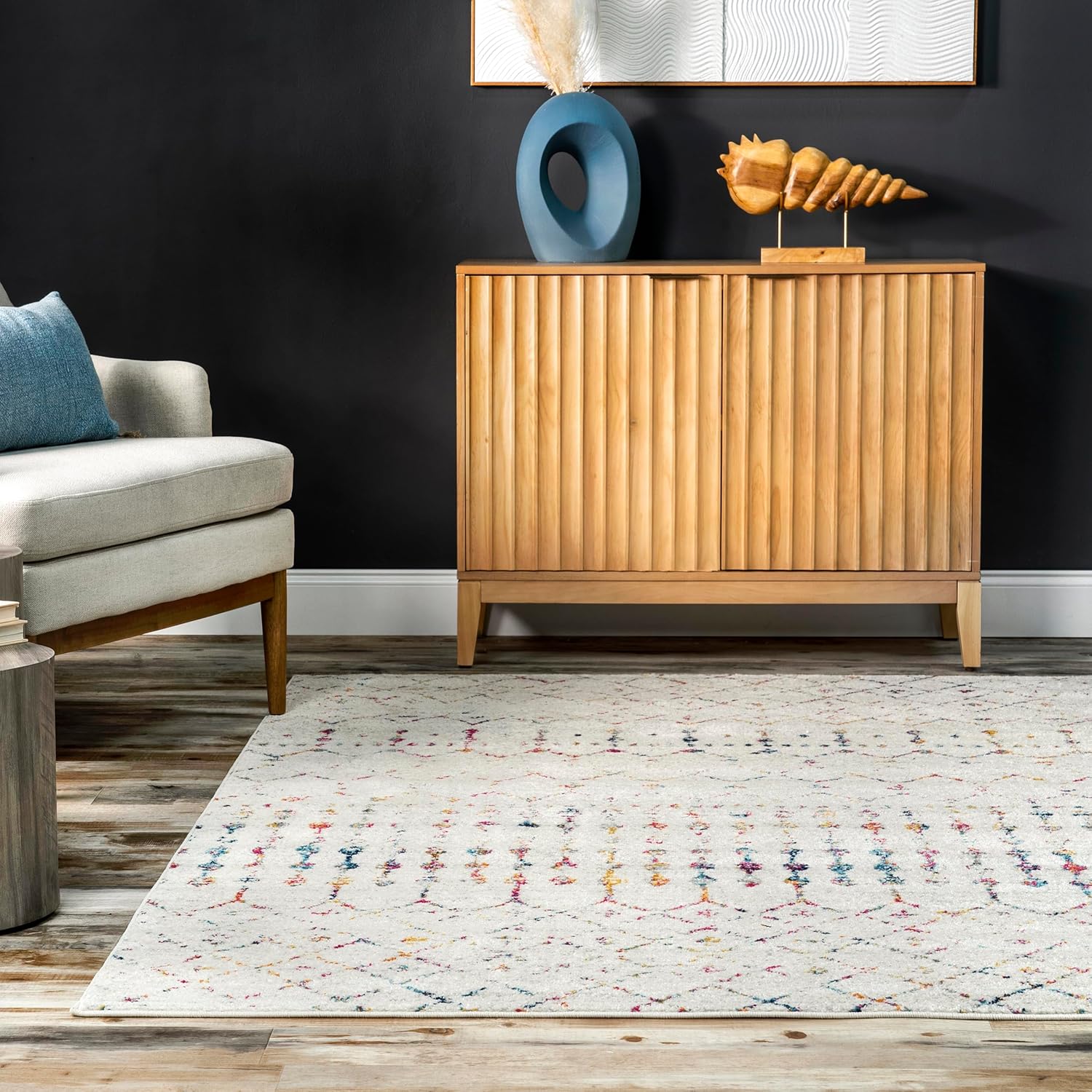 nuLOOM 2x14 Moroccan Blythe Area Rug, Light Multicolor, Faded Bohemian Design, Stain Resistant, For Bedroom, Dining Room, Living Room, Hallway, Office, Kitchen, Entryway