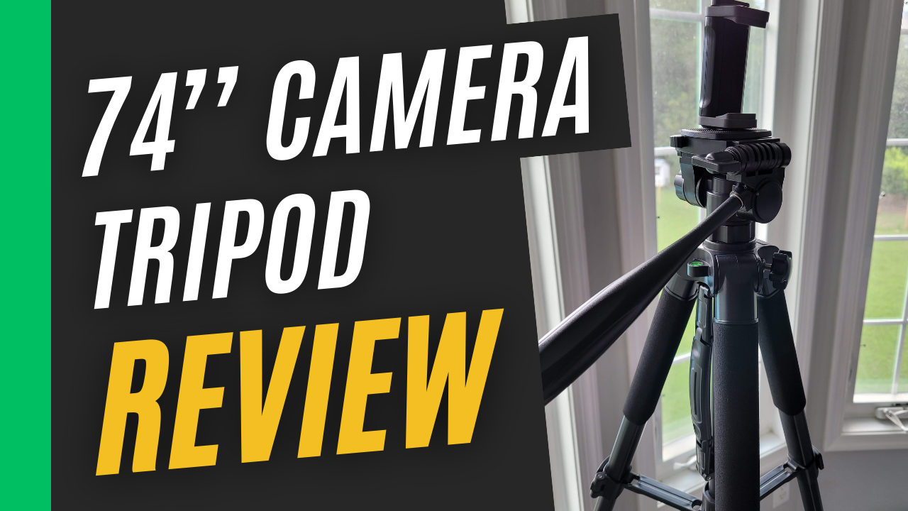 Aureday 74" Camera Tripod With Bag & Wireless Remote – Adjustable, Phone Holder, Fits DSLR, Webcam, More (Black)