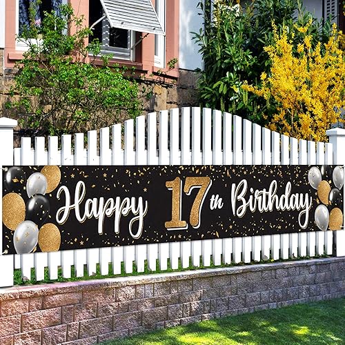 Vista 169 de Cartel de feliz cumpleaños 25 negro y dorado para patio, cartel de felicitación a 25 años de edad, telón de fondo fotoprop para el hogar, decoración