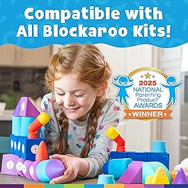 Blockaroo Magnetic Foam Bath Building Blocks - 50-Piece Trunk Set, Preschool Toys, Bathtub Toys, Sensory Toys, Engineering Toys for Kids 3-5