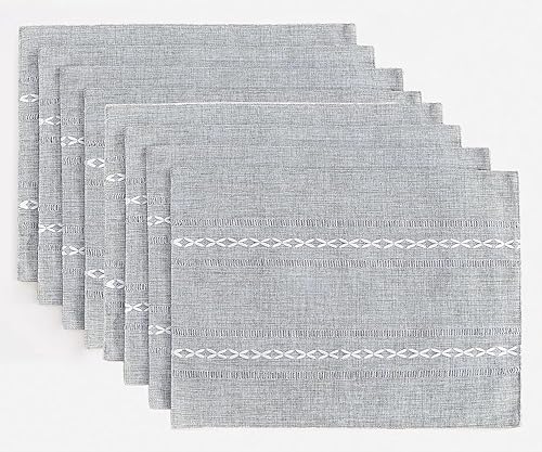 Miniatura 4 de Manteles individuales de algodón y lino Wracra, juego de 4 manteles individuales Fete de 12 x 18 pulgadas, manteles individuales rústicos con Café