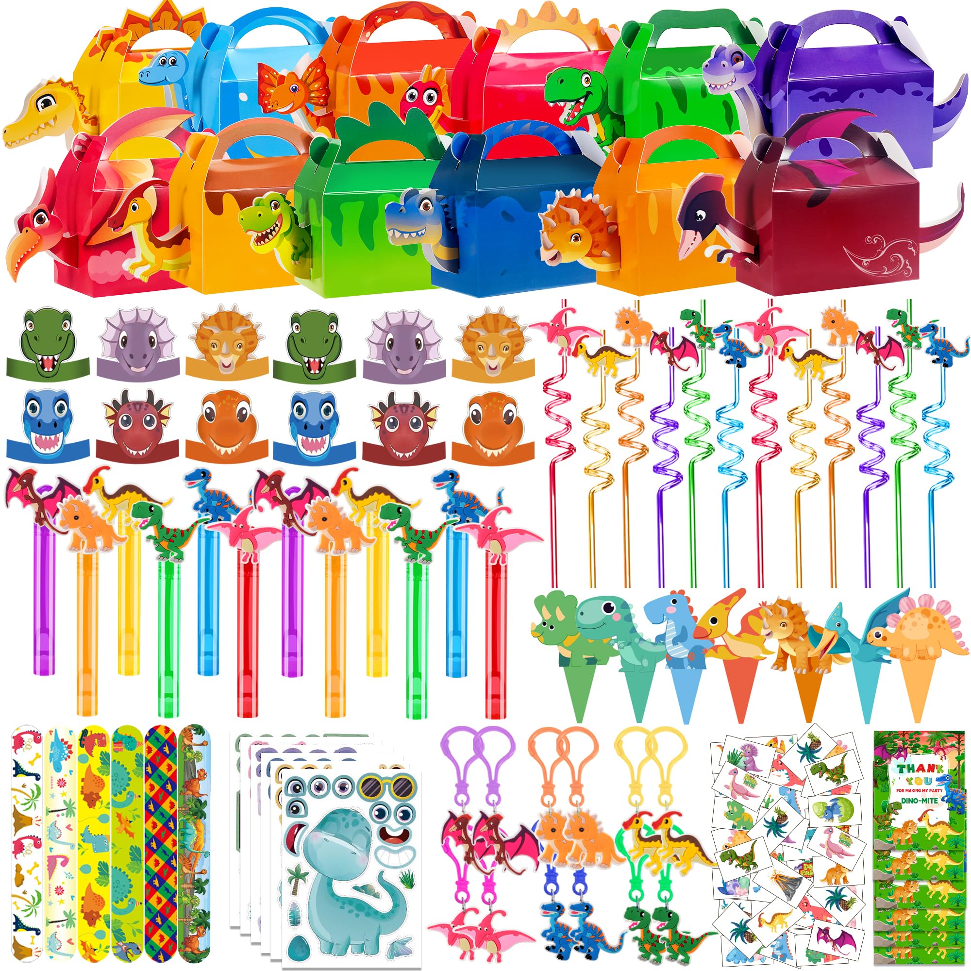 PLOUGVI 320PCS Dinosaur Birthday Party Decorations Favors Supplies, Dino Goodie Bags Fillers Stuffers for Kids Birthday Gifts