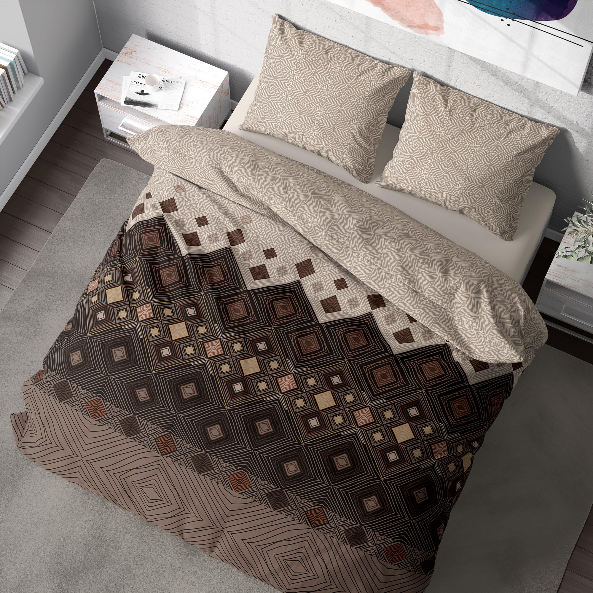Ropa de cama prémium de 135x200 cm, 100 % transpirable, agradable algodón con cremallera, color turquesa, azul claro, 2 piezas, funda nórdica de 135x200 cm + funda de almohada de 80x80 cm