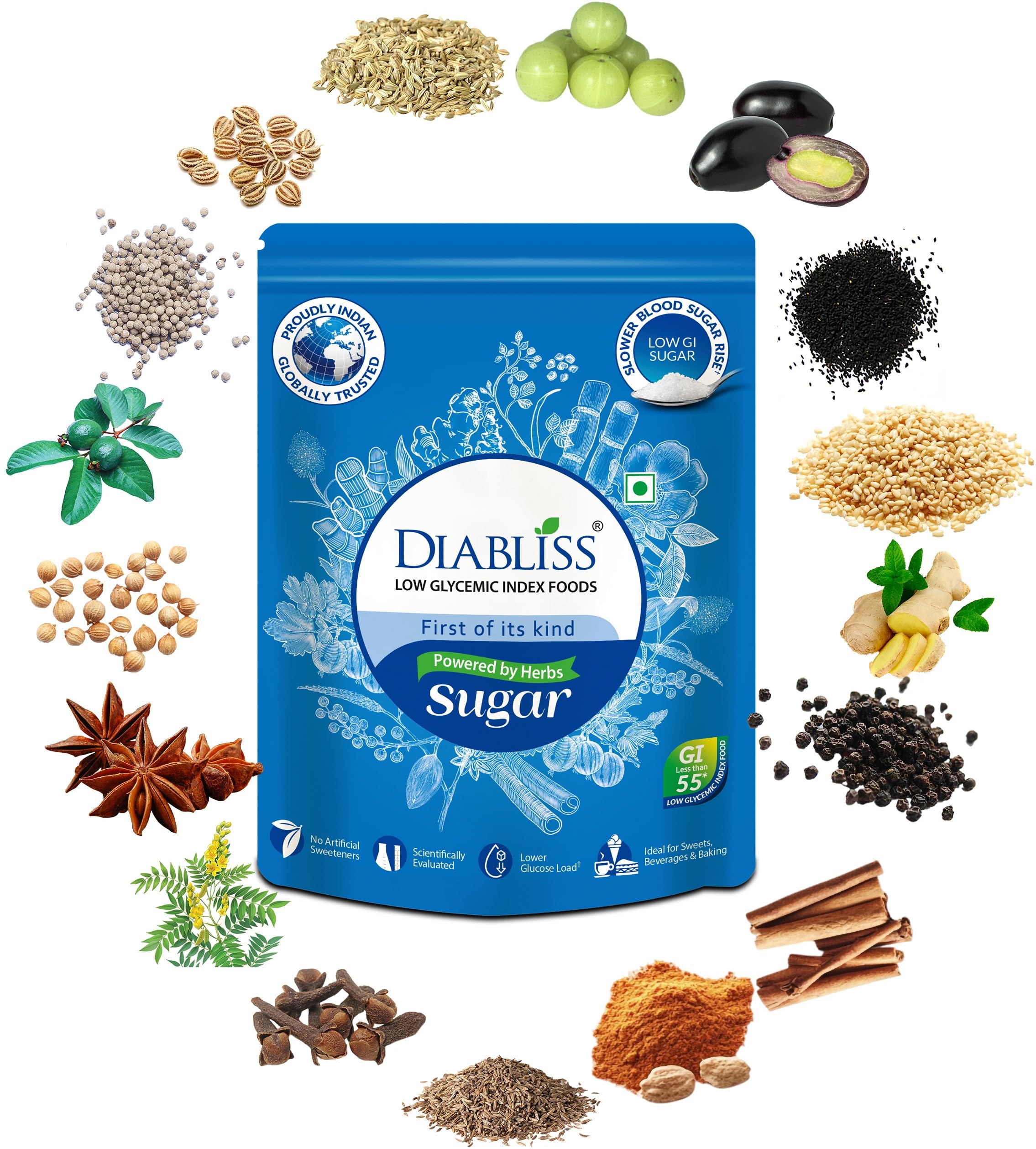 Low GI Herbal Sugar – Trusted Worldwide | 17-Herb Fortified for a Naturally Sweet Taste | No Artificial Sweeteners | Healthy Choice for Everyone in the Family | No Aftertaste | 500g Pouch