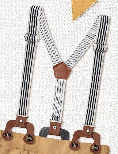 Miniatura 9 de DONWEN Traje de primer cumpleaños para bebé niño Mr Onederful con corbatín + pantalones cortos con tirantes + sombrero de fiesta