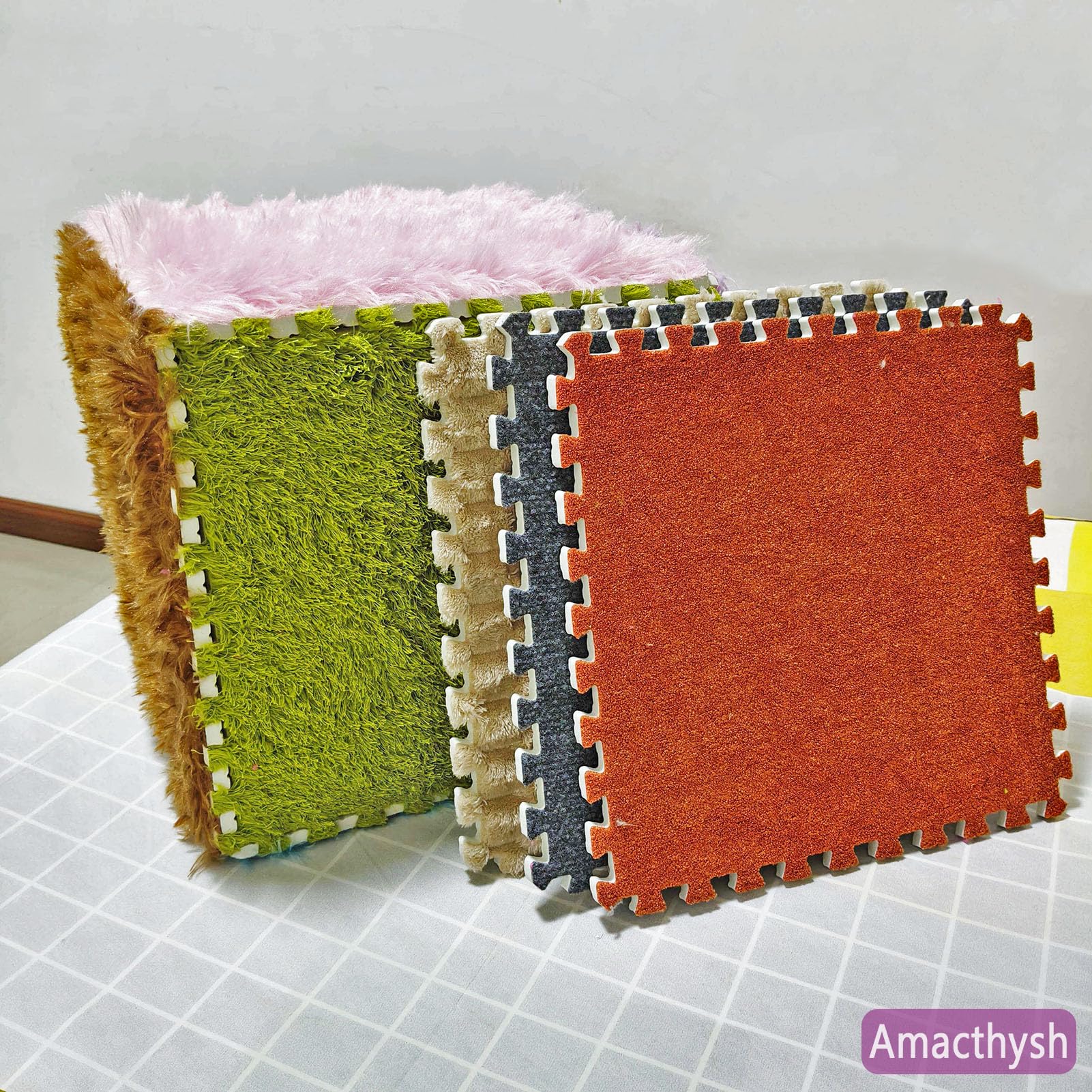 Alfombra Sensorial Bebe Entrelazada - 9 Texturas | Baldosas Sensoriales Antideslizantes para Niños Autistas | Tapete de Juego Táctil con Espuma Suave | Juguete Educativo Multisensorial (9 Piezas)