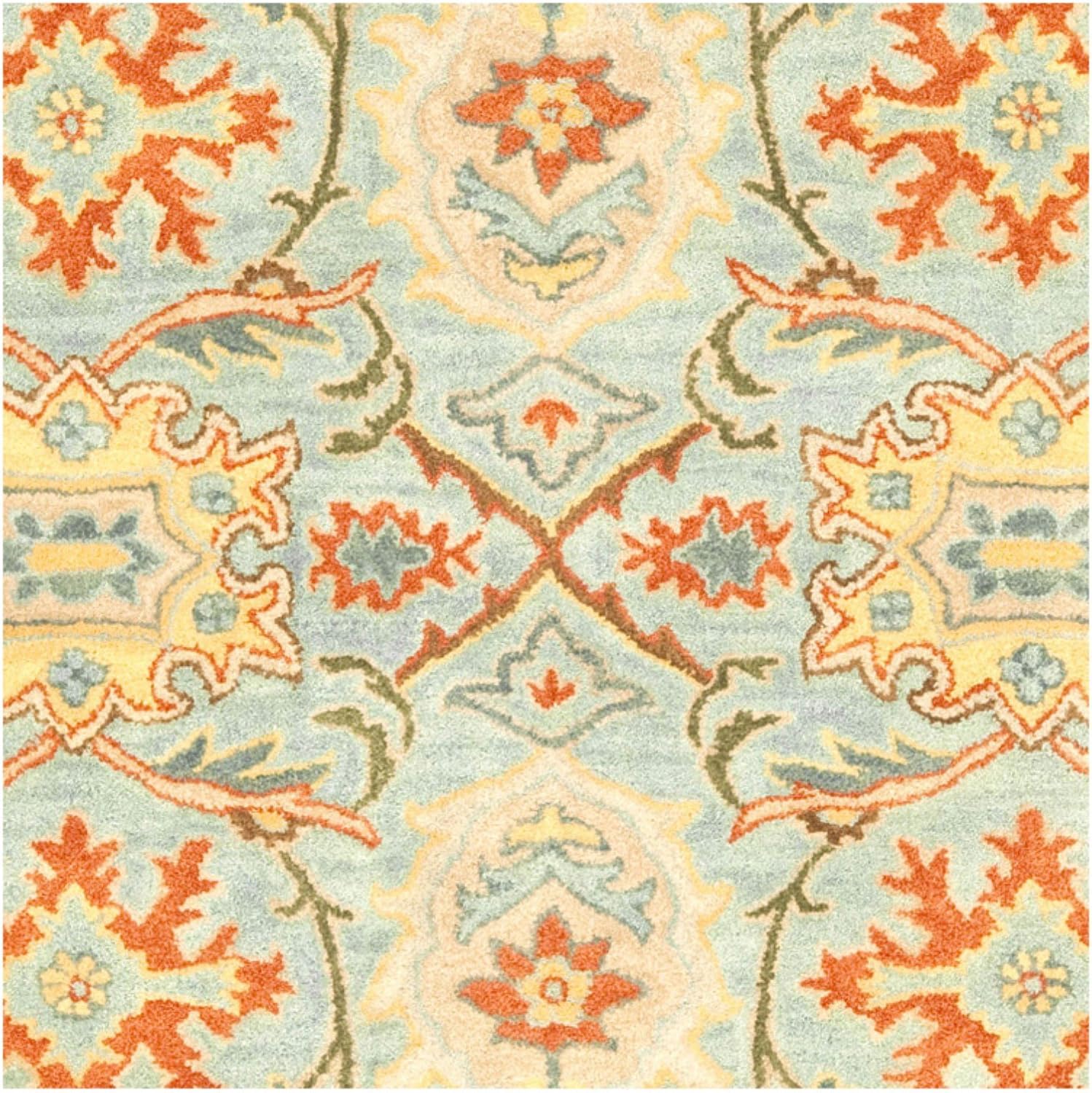 Light Blue and Ivory Hand-Tufted Wool 4' x 6' Area Rug
