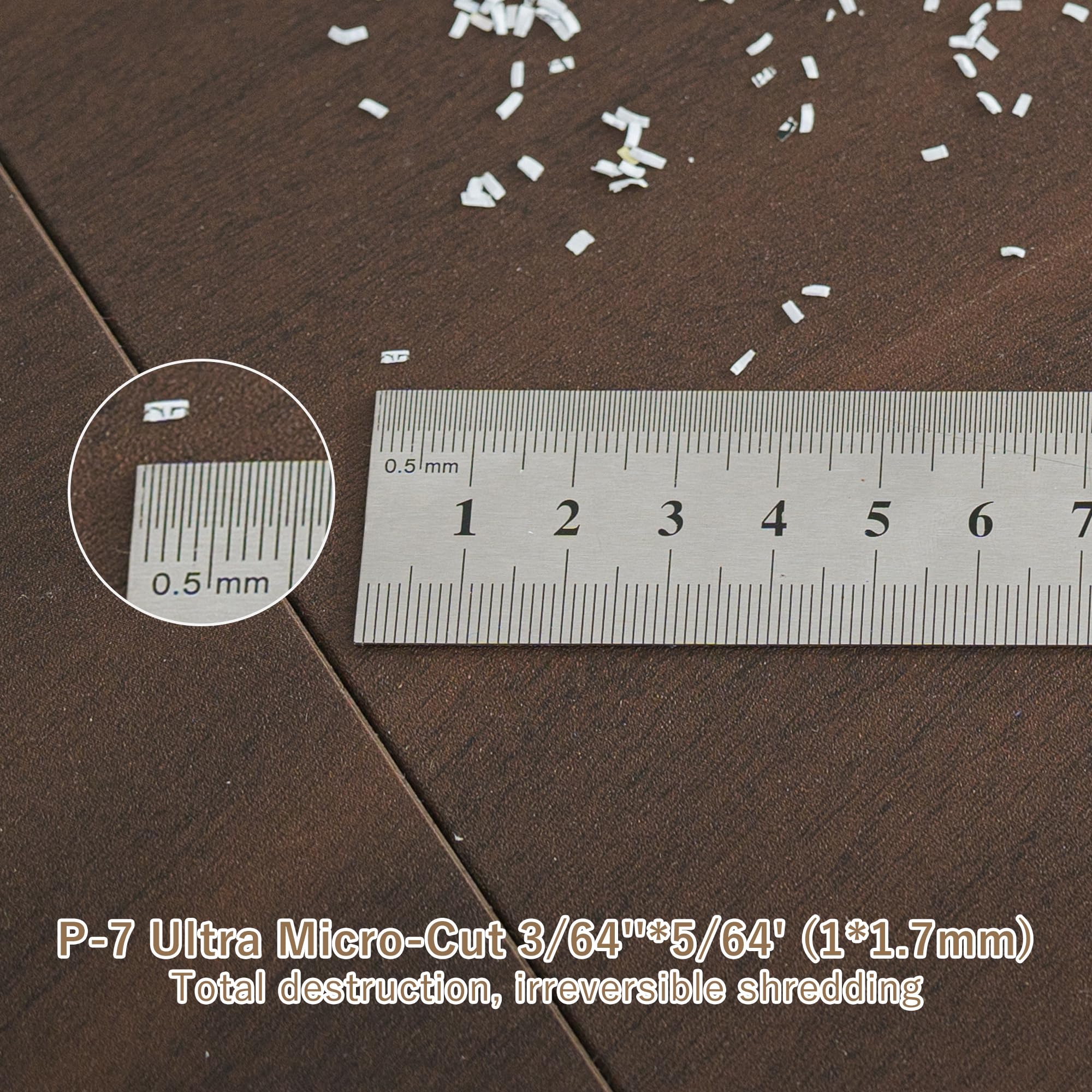 Trituradora de papel comercial profesional: P-7 Security Super Micro-Cut 1 x 1,7 mm, 7 hojas/CDs/tarjetas/grapas, contenedor de 6 galones resistente para el hogar/oficina/industrial