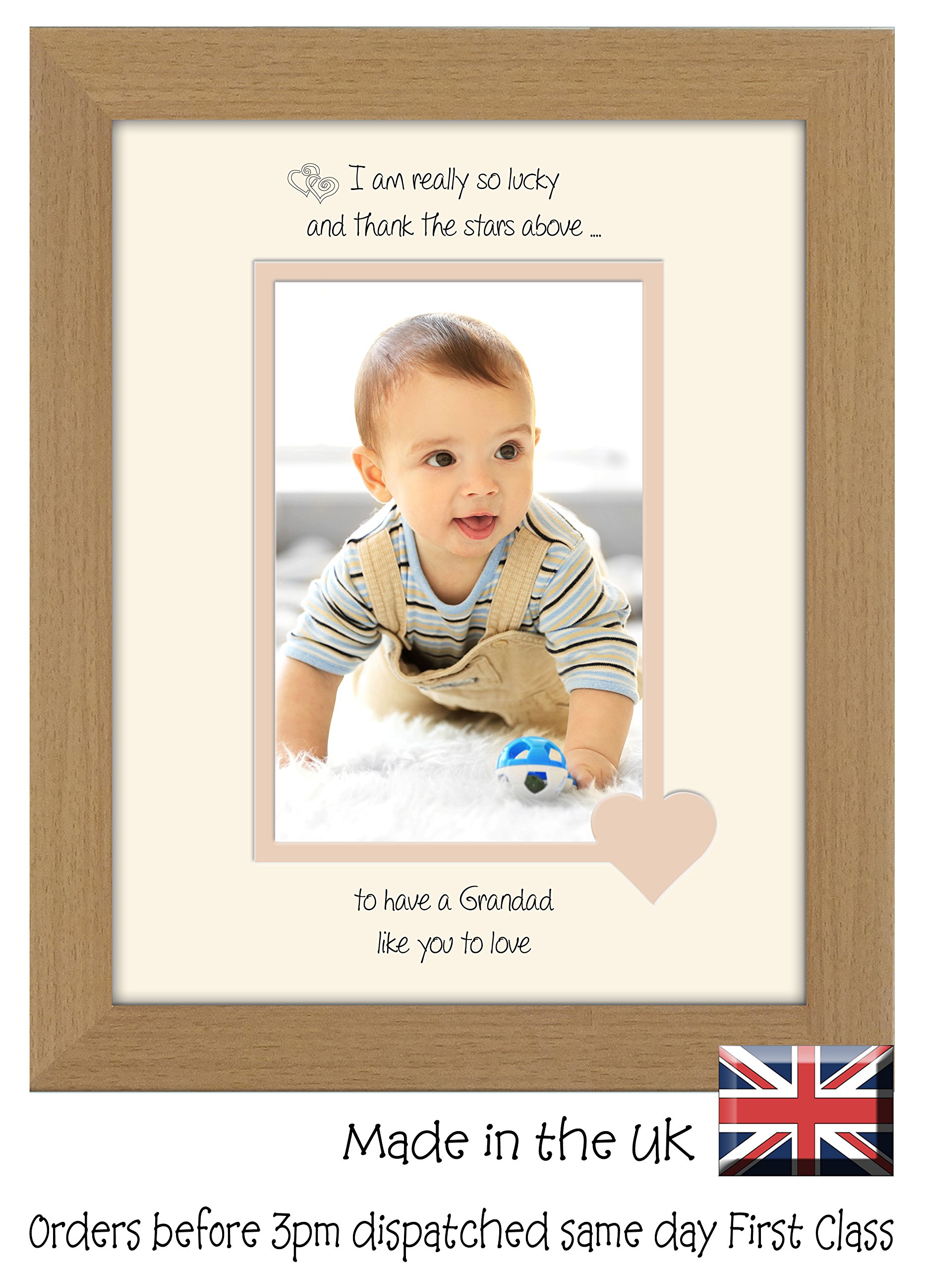 Photos in a Word Grandad Photo Frame I Thank the Stars Portrait 1051F Double Mounted Quality Gift (Oak Finish Frame Cream Mount Beige Inside)