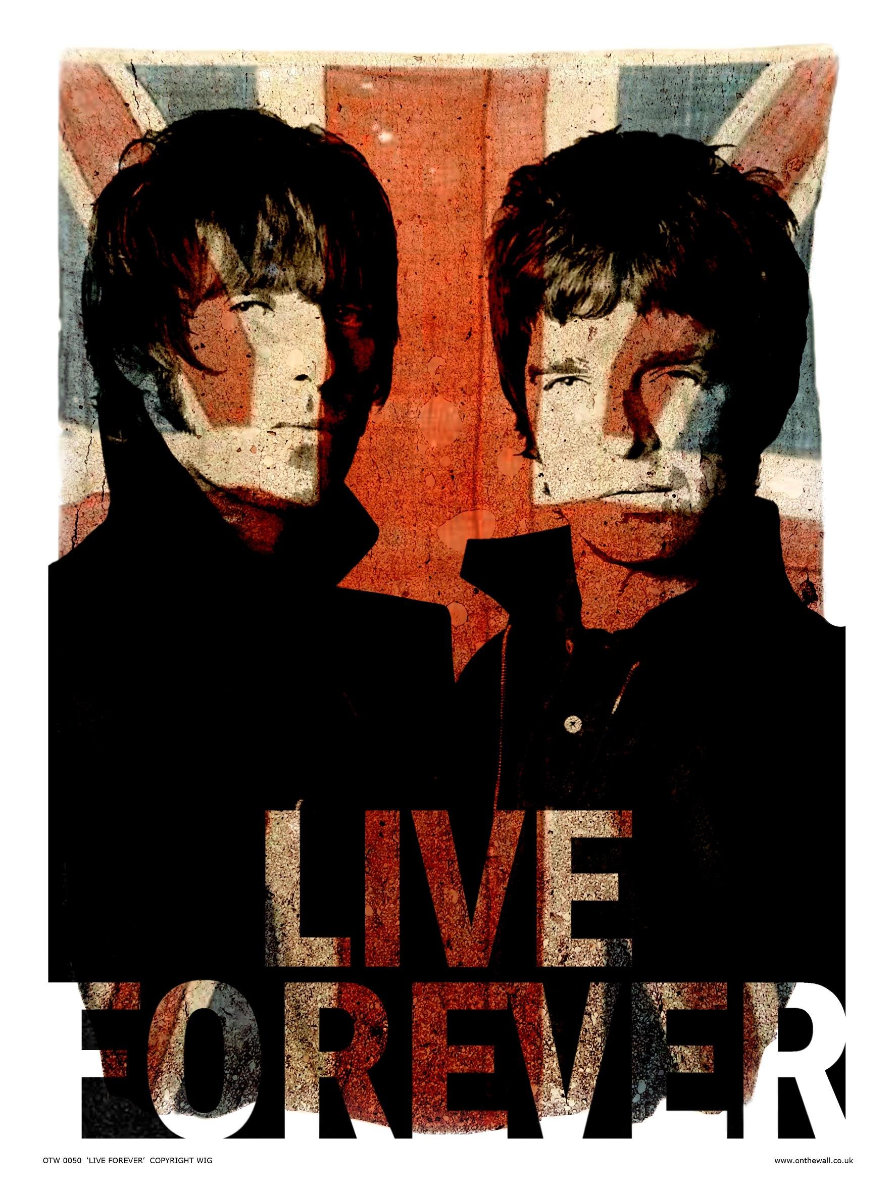 onthewall Oasis Liam and Noel Live forever Art Print Poster by Wig (OTW50)