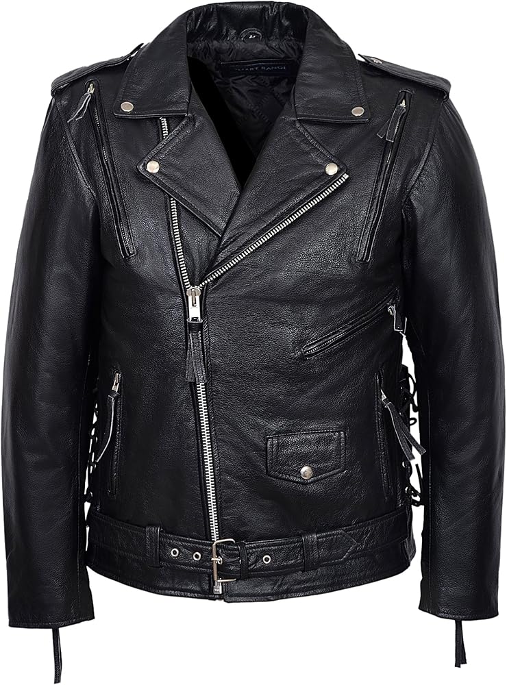 Men's LIVE TO RIDE EAGLE Black Casual Real Hide Biker