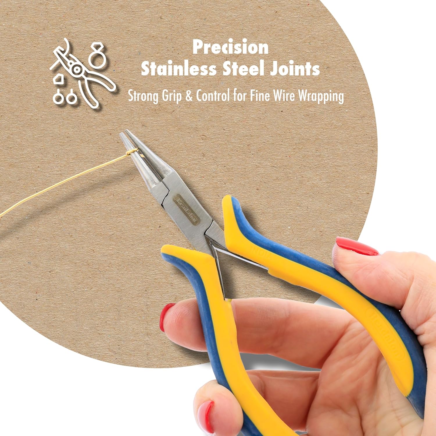 Beadalon Ergo Bent Nose Pliers – Jewelry Tools for Wire Wrapping, Jump Rings & Necklace Repair, 5.25 in