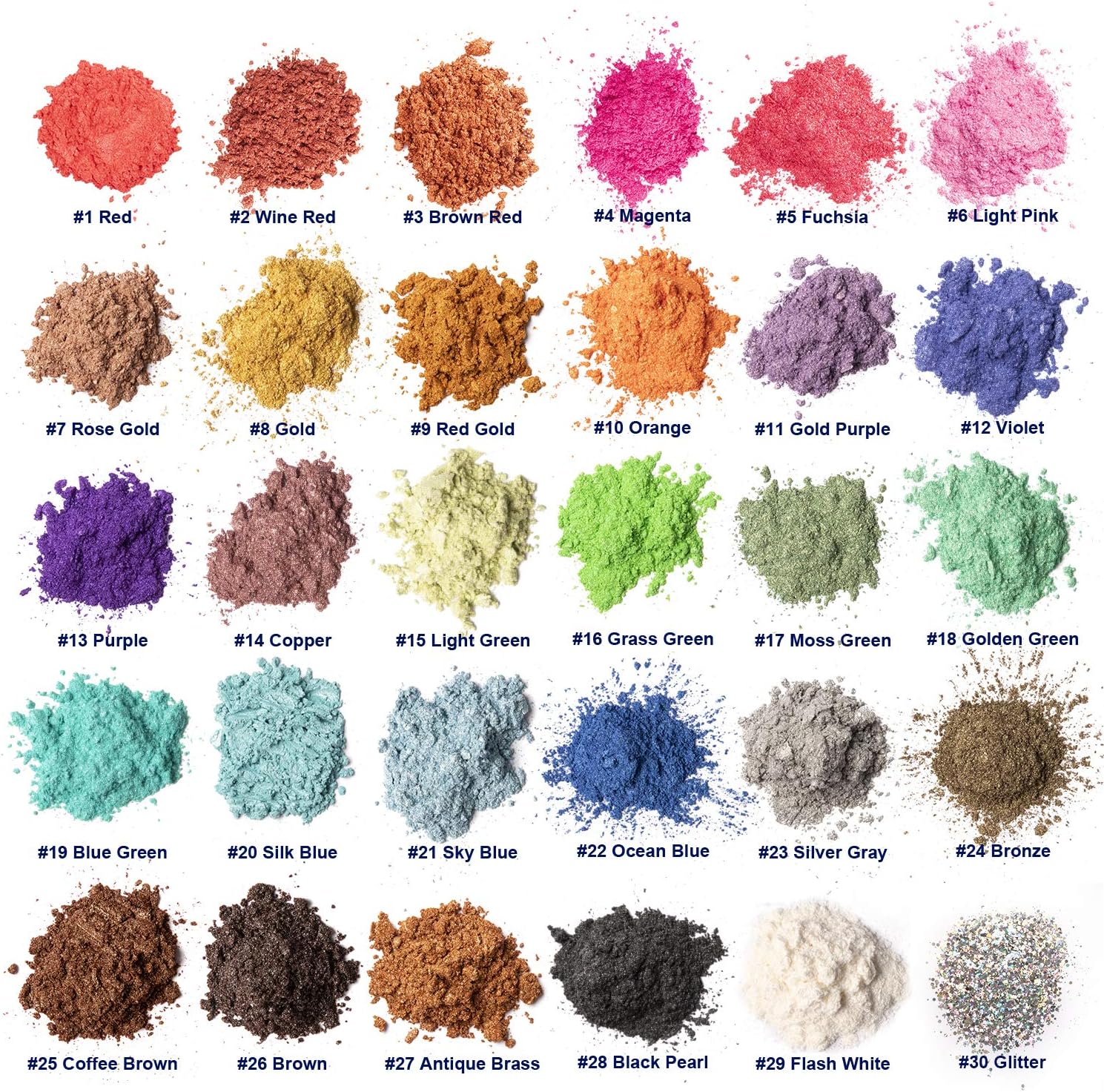 Mica Powder Epoxy Resin Dye - 29 Powdered Color Pigments + 1 Glitter (300G/10.6OZ) - for Soap Slime Bath Bombs Makeup Colorant