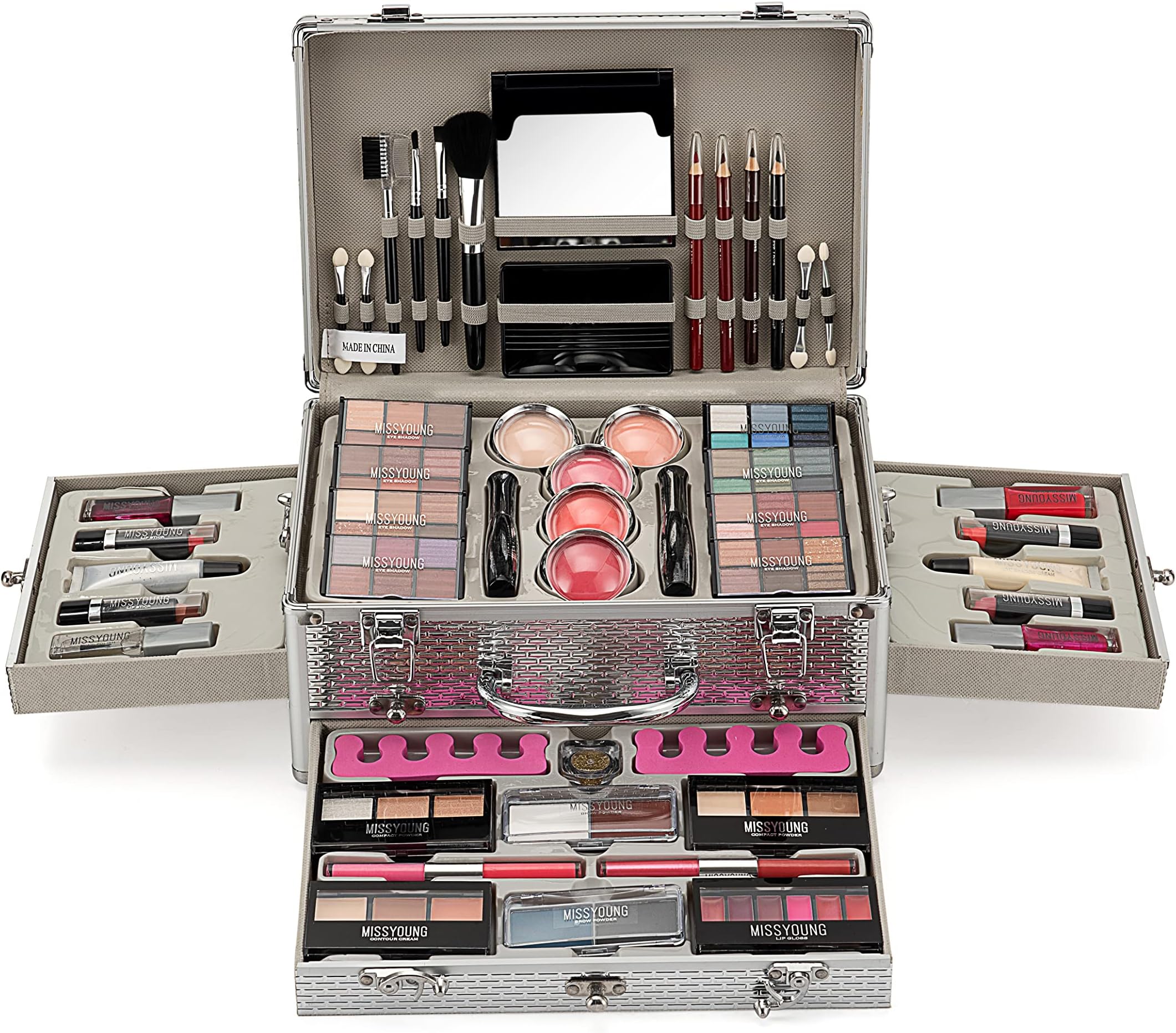FantasyDay All-in-one Makeup Set Gift Surprise | Full Makeup Kit for Women Multipurpose Essential Starter Bundle Include Eyeshadow Palette Lipstick Blush Concealer Face Powder Eyeliner Mascara Brush