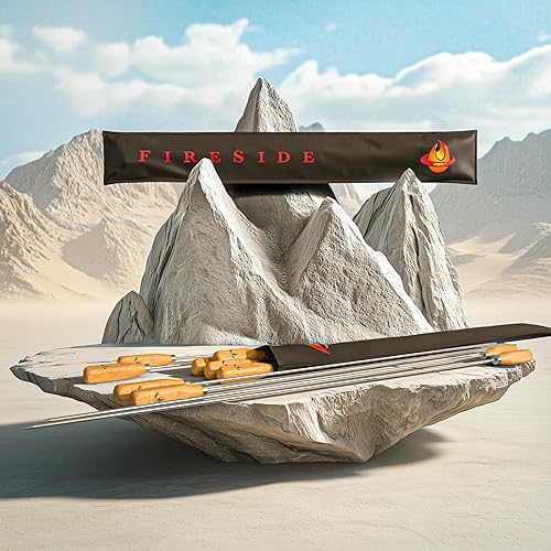 Miniatura 6 de Palitos de malvavisco para hoguera, palo extra largo de 34 pulgadas, pinchos de metal para fogata, kit de soporte para utensilios de barbacoa para