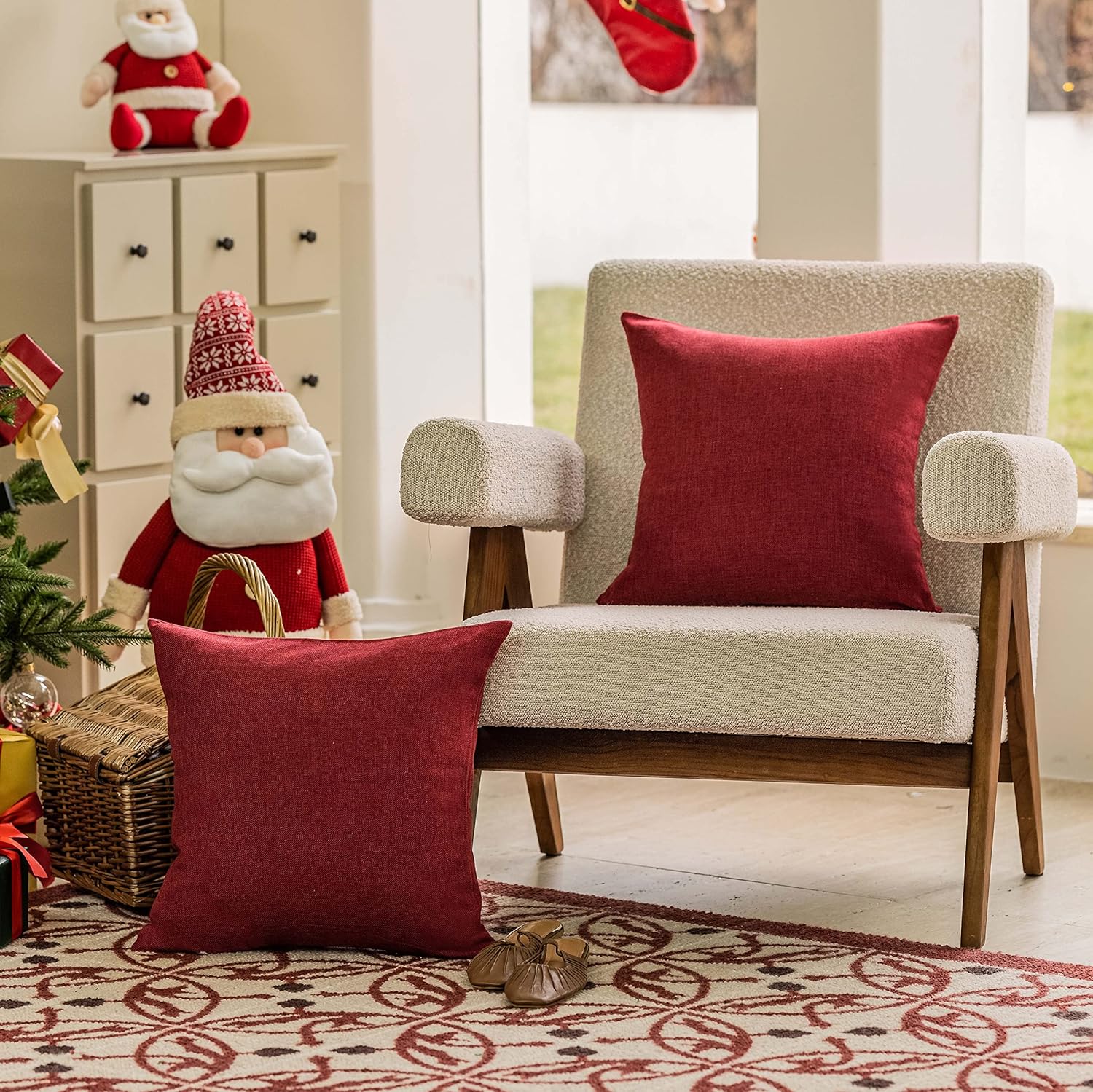 Home Brilliant Cushion Covers 60cm x 60cm Dark Red, Cushion Covers Set