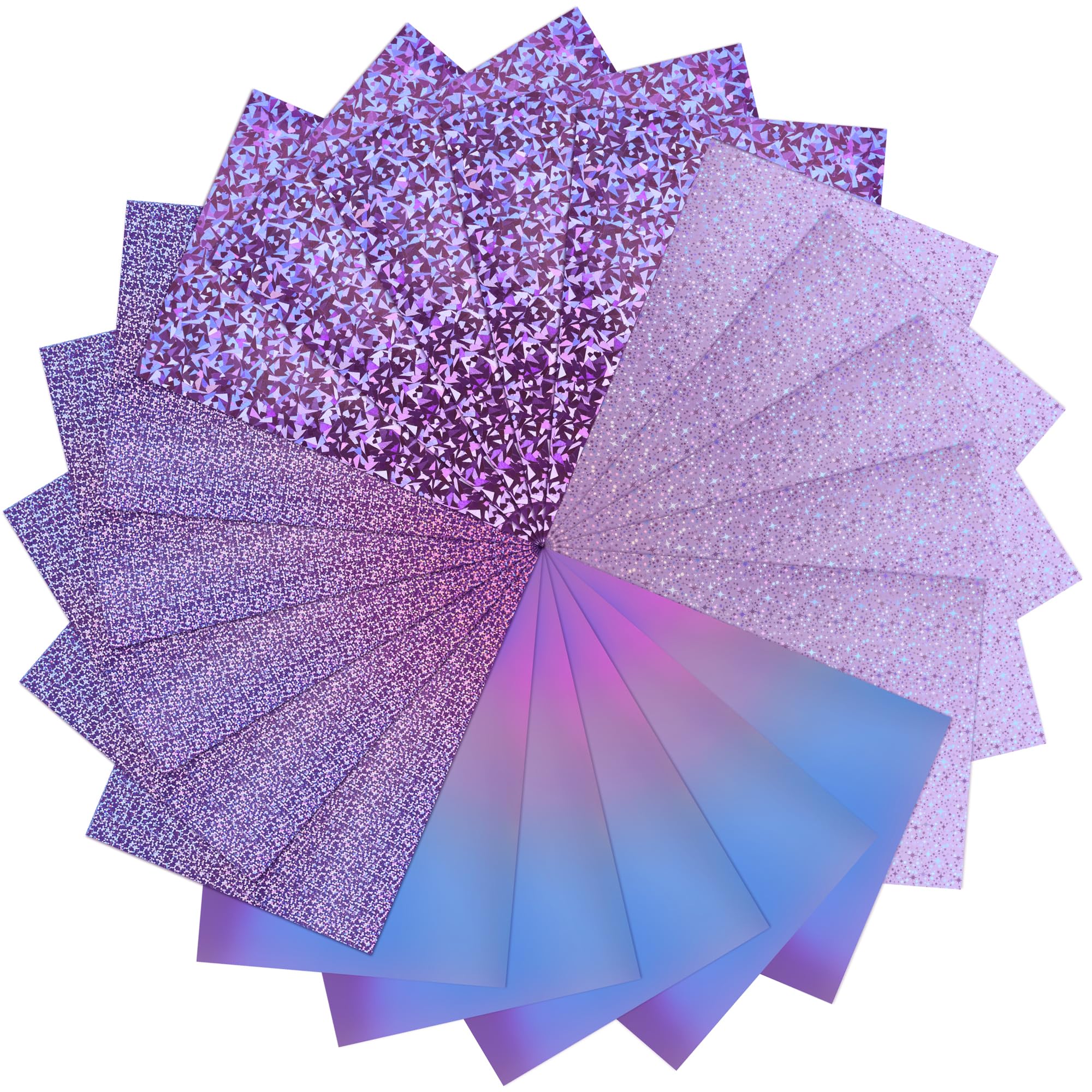 A4 Purple Mixed Pattern Mirror Cardstock Paper, 20 Sheets 4 Patterns 250gsm/92lb Metallic Reflective Paper for Crafts DIY Projects Card Making Party Decoration UAP19MXPL20