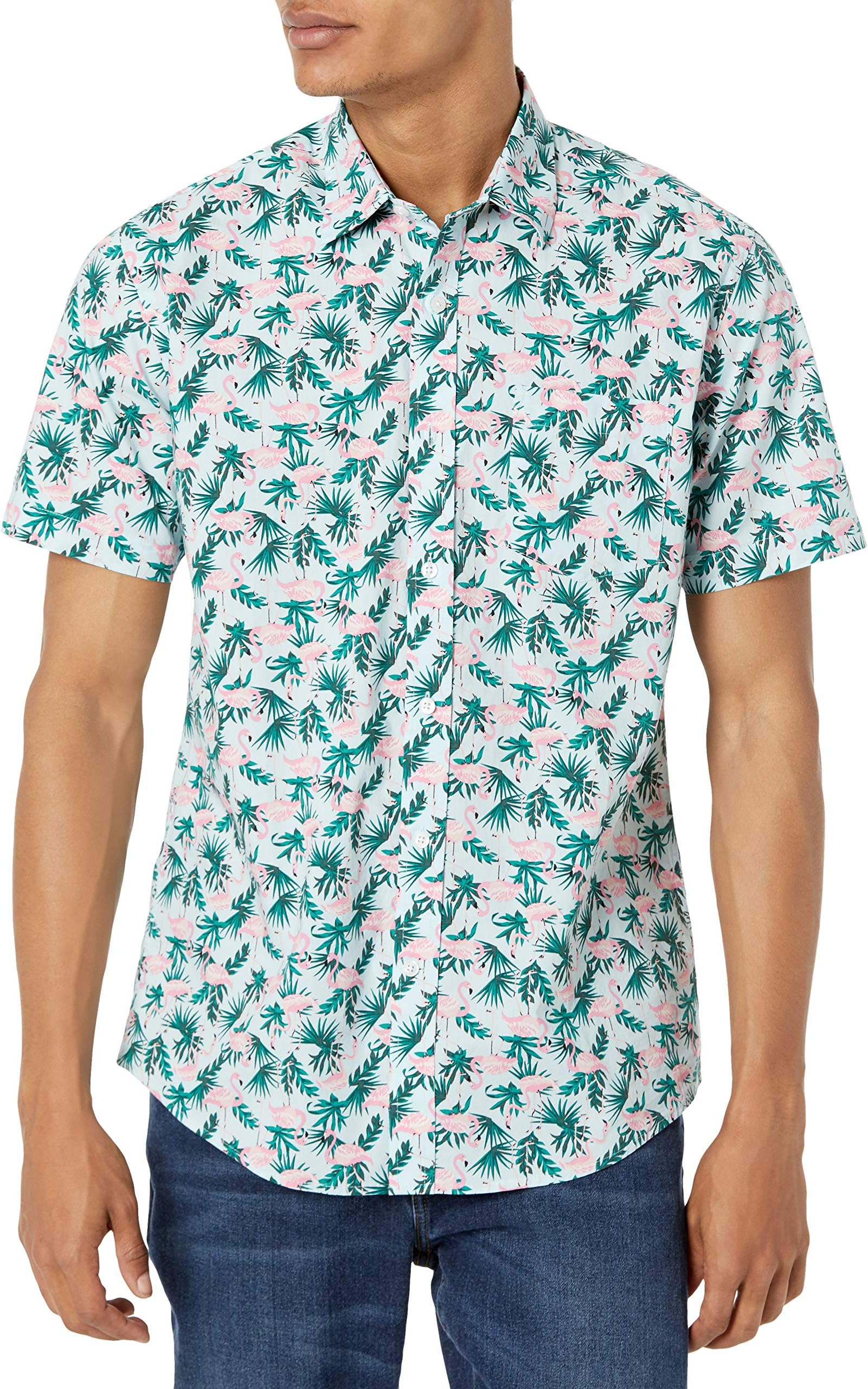 Amazon EssentialsMen's Regular-Fit Short-Sleeve Print Shirt