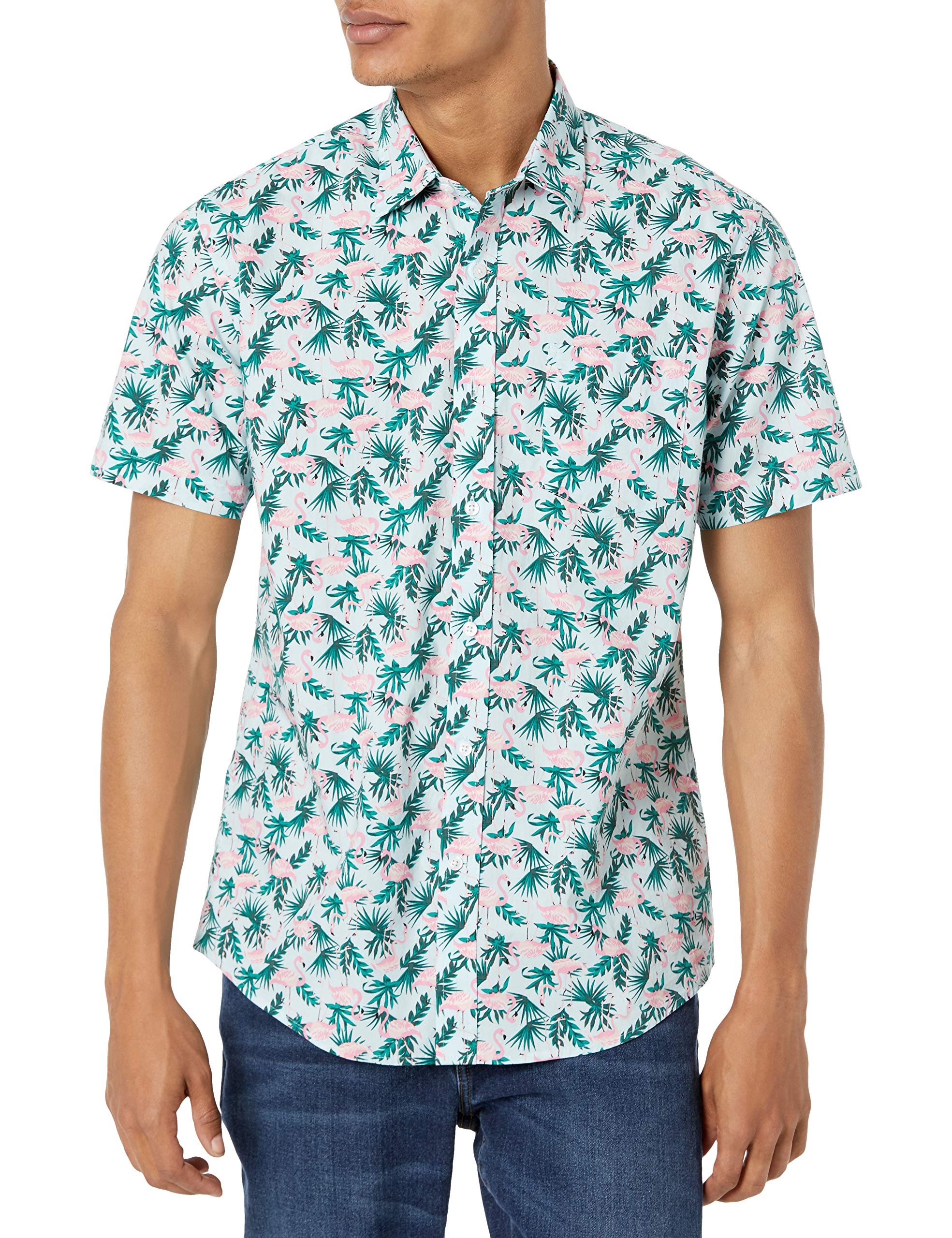 Amazon EssentialsMen's Regular-Fit Short-Sleeve Print Shirt