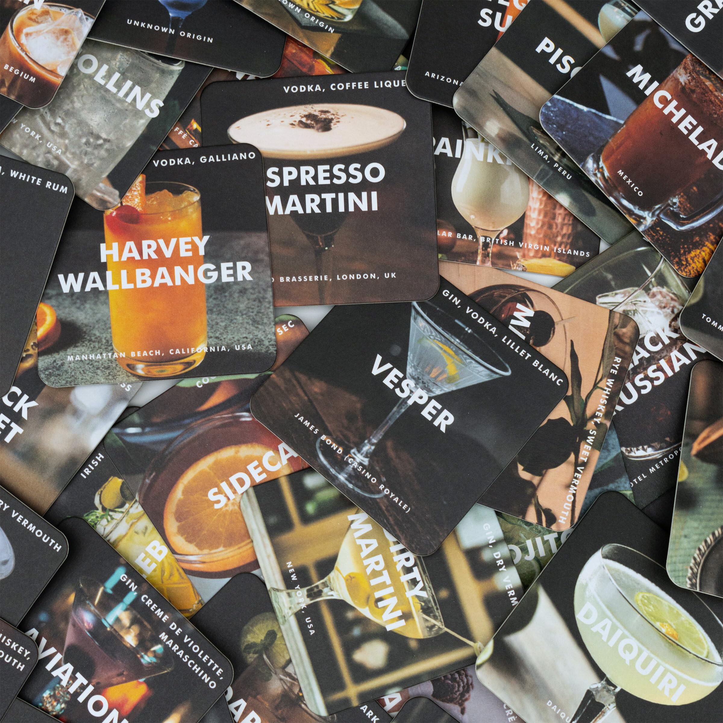 Iron & Glory Mixologist karty z przepisami na koktajle, podstawki pod napoje, akcesoria do baru domowego i akcesoria do wózków barowych, akcesoria barowe do domowego zestawu barowego, podstawki pod