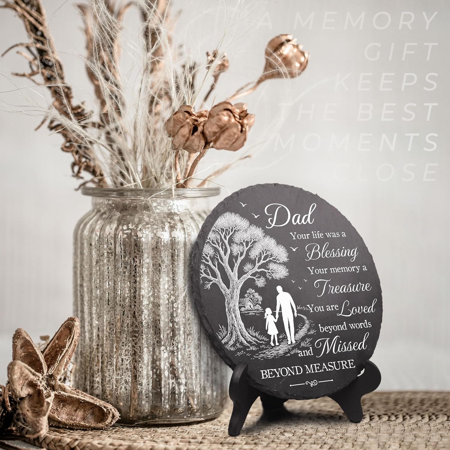 Memorial Garden Stones for Dad, Memorial Gifts for Loss of Father, Sympathy Gifts for Loss of Dad, Garden Stone Memory Father for Daughter on Christmas