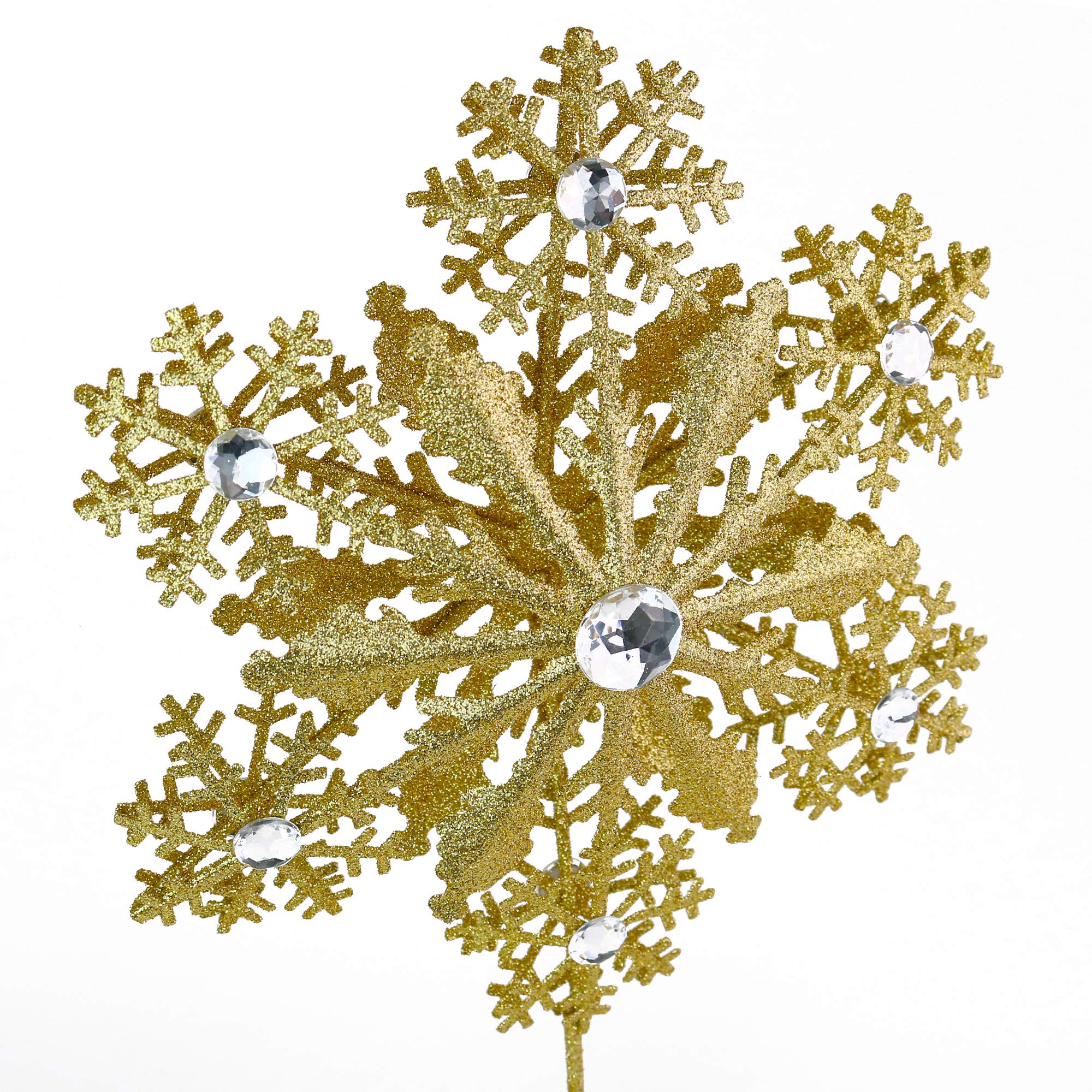 Ornativity Cimier de sapin de Noël en forme de flocon de neige à paillettes - Doré - 30,5 cm