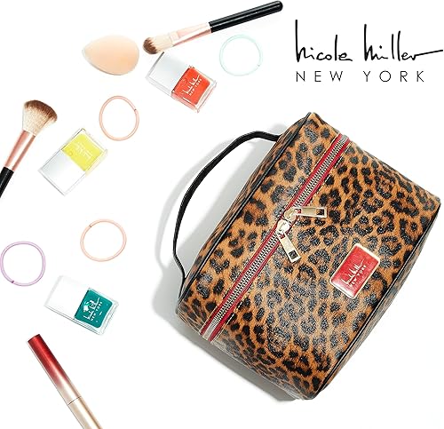 Miniatura 4 de Nicole Miller Bolsa de maquillaje, bolsa de viaje y artículos de tocador, bolsa de cosméticos grande con cremallera, bolsillos y asas transparentes,