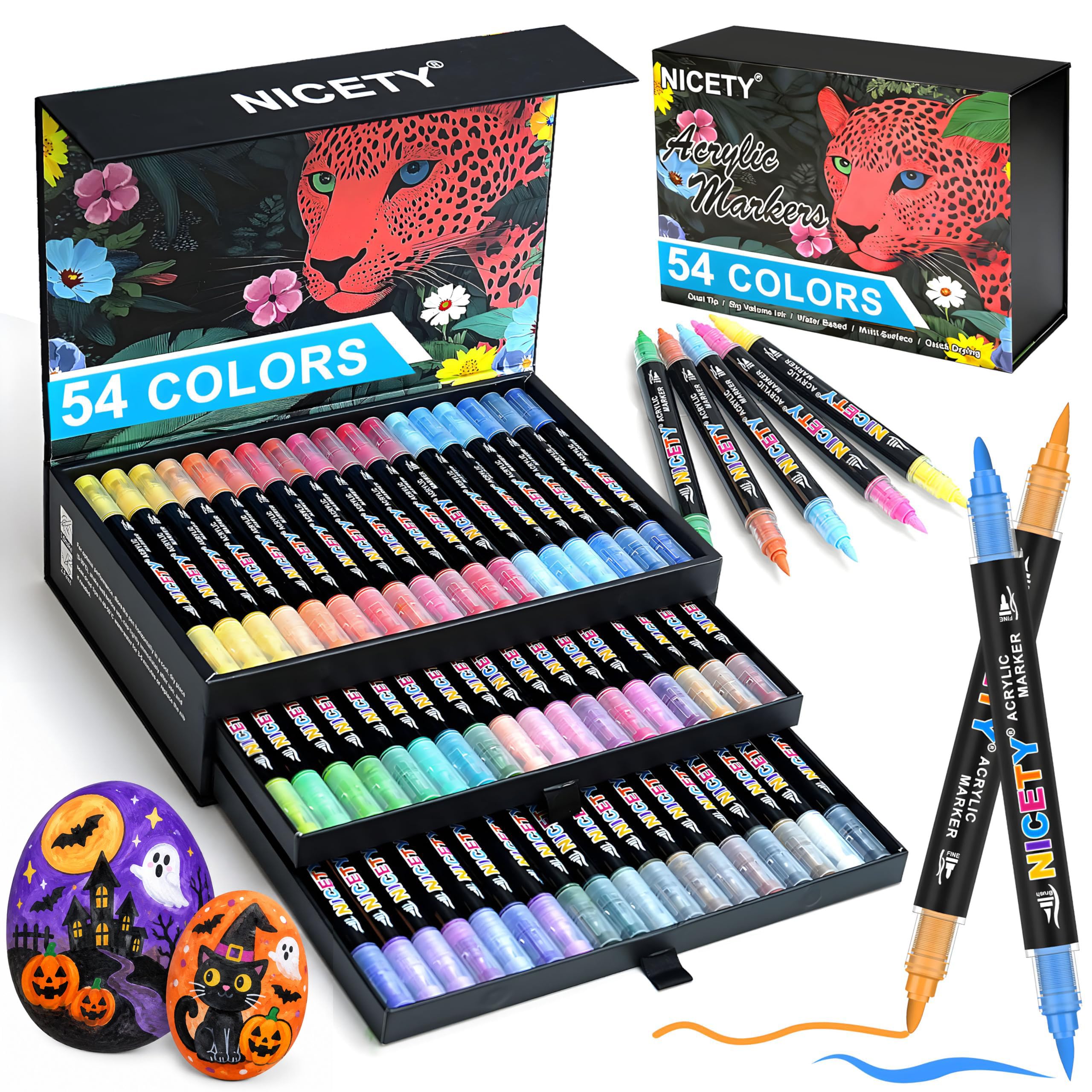 Amazon.co.jp: NICETY 54色 デュアルチップ アクリルペイントペン