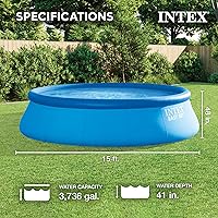 Vista 2 de Intex Juego de piscina inflable redonda de 15 x 48 pulgadas para exteriores con escalera, bomba de filtro y kit de limpieza de piscina