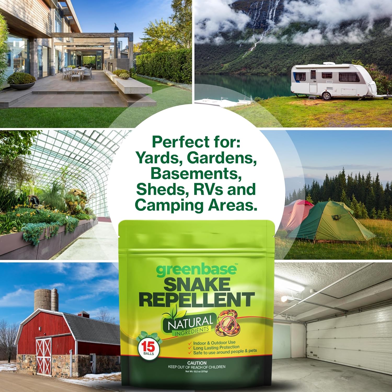 Natural Snake Repellent Balls 15 Pack – Travel, Indoor & Outdoor Snake Deterrent for Yard, Garden, Garage, Camping, RVs, Sheds & Basements | Long-Lasting Protection, Safe for Pets & Plants