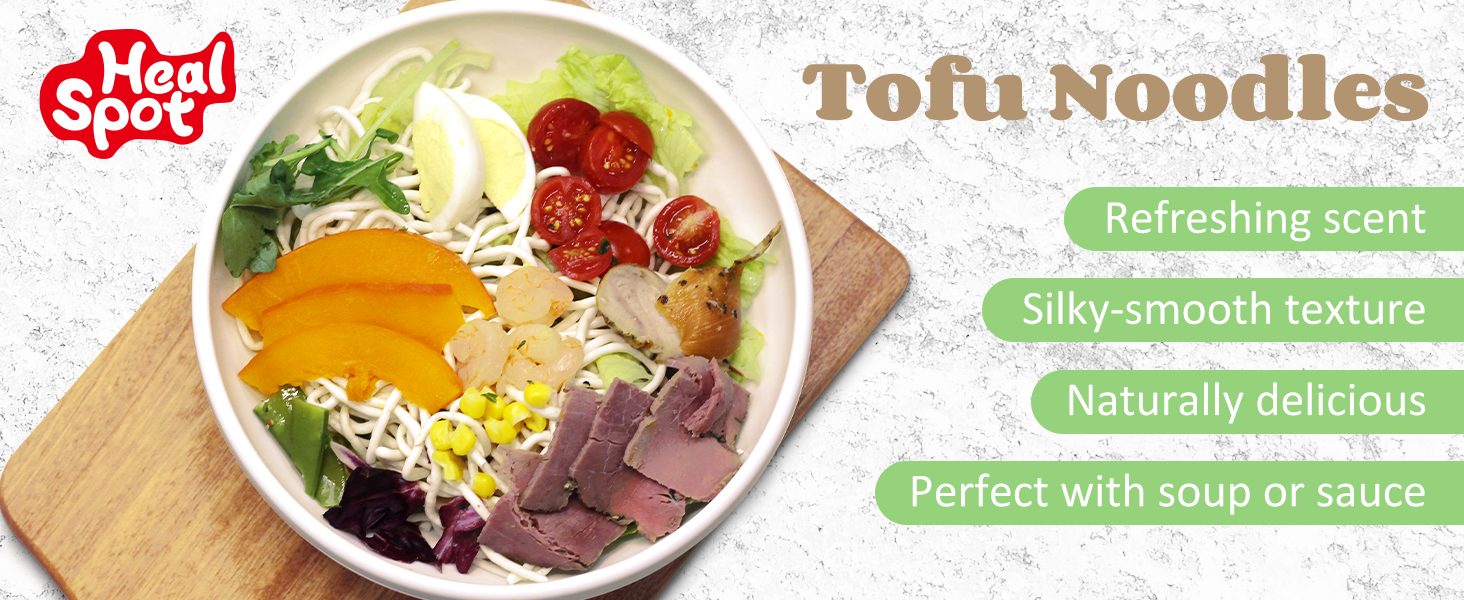 HealSpot Tofu Noodles, High protein ramen, Sugar free Pasta, Low Carb, Low Fat, Non GMO, Keto and Plant Based Friendly Instant Ramen, Ready to Eat Meals, Made with Pure Soy Milk(6 packs)