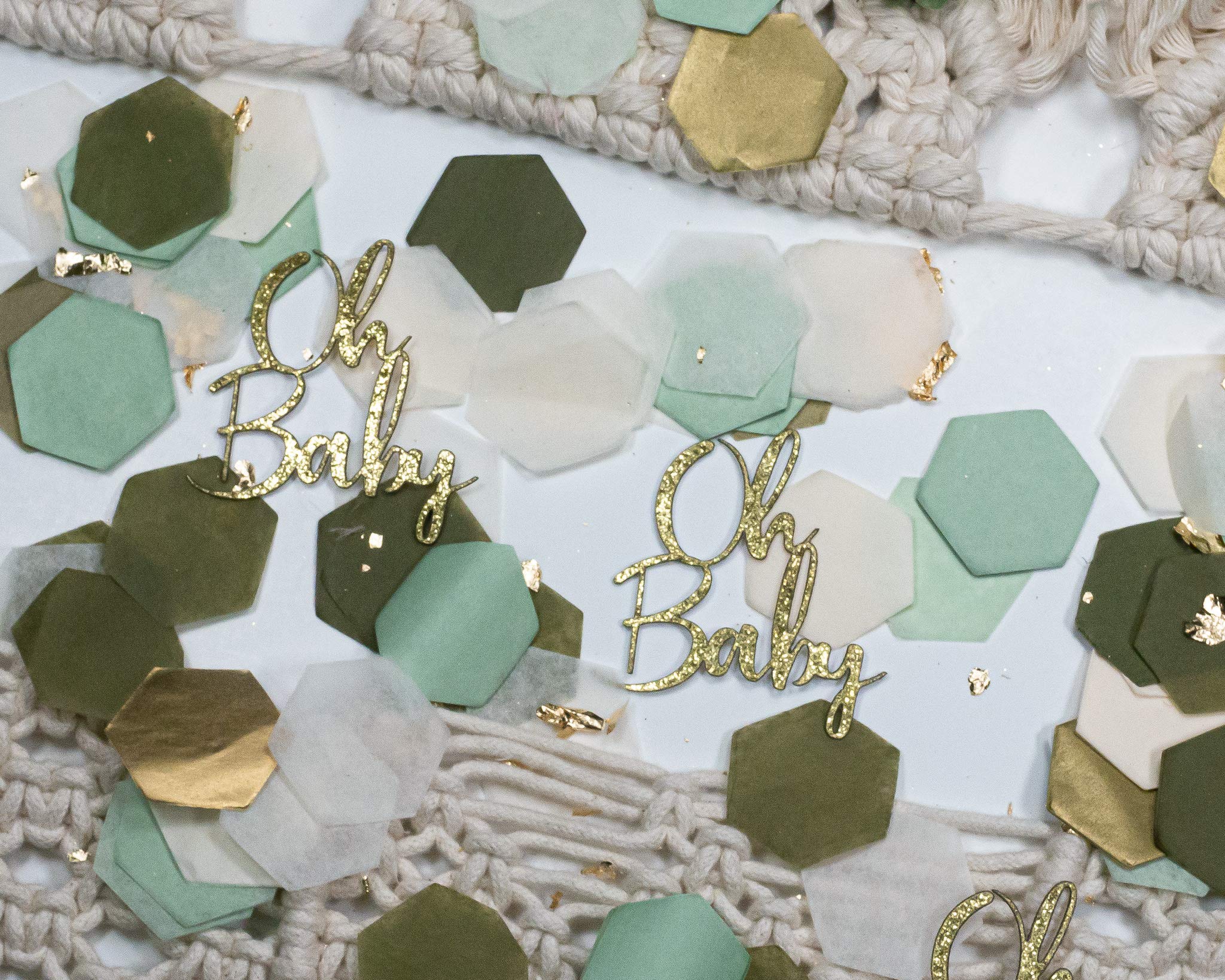 Oh Baby Baby Shower Decorations, Boho Baby Shower Decor, Sage Green Baby Shower Decorations 540 pieces (Gold Glitter and Green, Oh Baby)