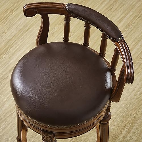 Miniatura 4 de FURNIKNA Taburetes de bar con altura de mostrador taburetes de bar giratorios de 360 grados con brazos traseros sillas de bar de cocina de madera