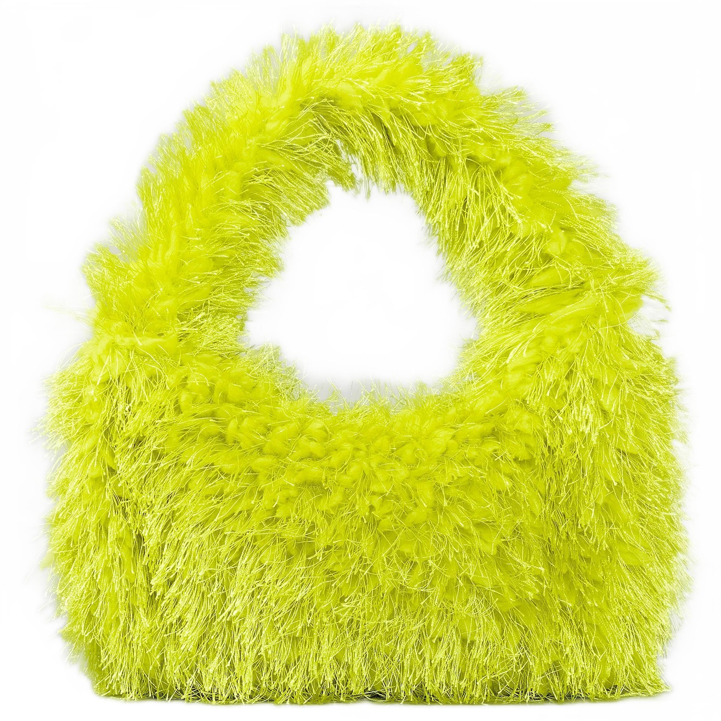 Faux Fur Fluffy Hobo Bag Furry Handbag Purse Y2K Fuzzy Tote Bag,Trendy Cute Plush Purse for Women