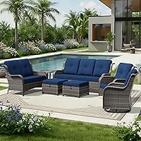 Vista 165 de Joyside Silla mecedora giratoria para exteriores para patio, mecedora de mimbre para exteriores con cojines de tela de olefina adecuada para porche