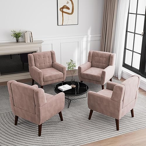 Miniatura 50 de UIXE Silla de Acento Floral, Sillón Moderno Tapizado en Tela para Sala de Estar, Cómodas Sillas de Club con Brazos Sofá Individual con Botones